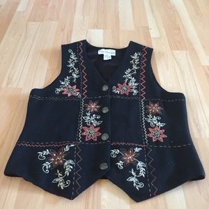 Vintage Embroidered wool blend floral vest